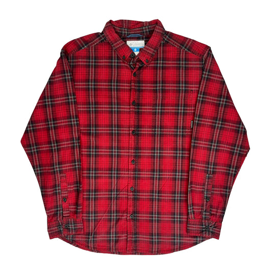 Columbia Checked Flannel Shirt - Large Red Cotton