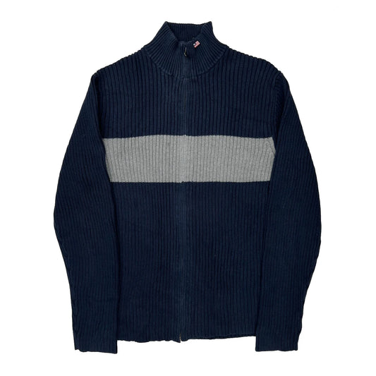 Polo By Ralph Lauren Striped Zip Up - XL Grey Cotton