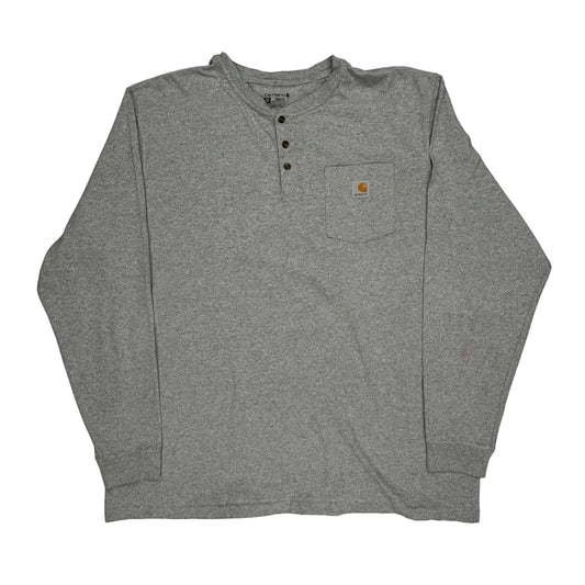 Carhartt Long Sleeve T-Shirt - 2XL Grey Cotton