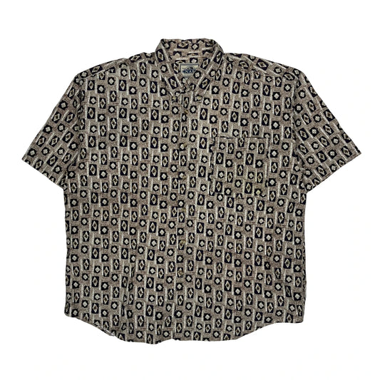 Nak Patterned Shirt - Large Brown Cotton