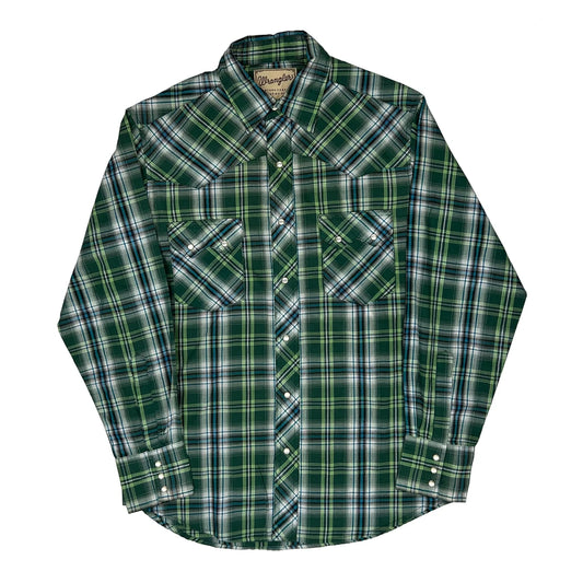 Vintage Wrangler Checked Shirt - Medium Green Cotton