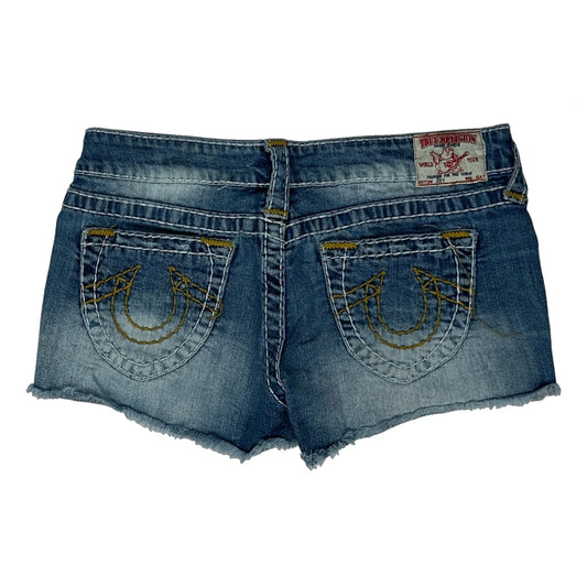 True Religion Mini Denim Shorts - 29W UK 6 Blue Denim