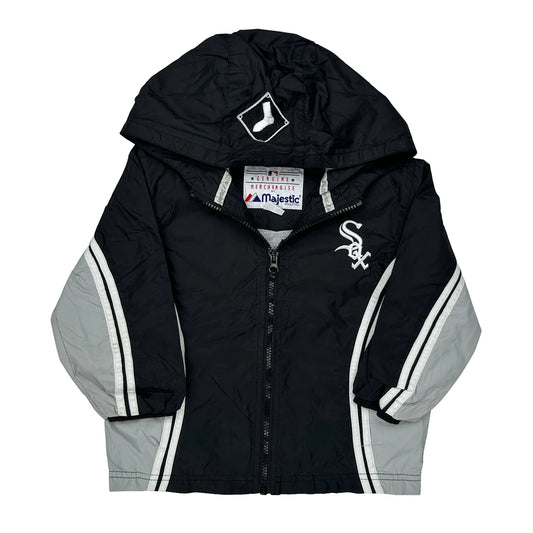 Vintage Age 4 Chicago White Sox Majestic Graphic Windbreaker - Small Black Polyester