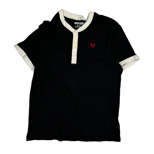 True Religion Contrast Stitch T-Shirt - Small White Cotton