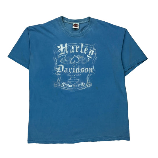 Hall'S 50 Years Anniversary Harley Davidson Graphic T-Shirt - XL Blue Cotton