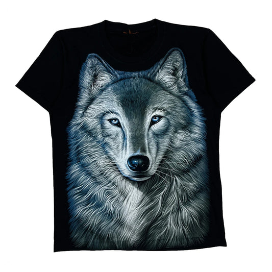 Wolf Graphic Unbranded Single Stitch T-Shirt - Large Black Cotton