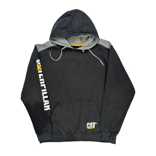 Caterpillar Cat Spellout Hoodie - XL Grey Cotton