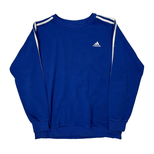 Adidas Striped Sweatshirt - XL Blue Cotton