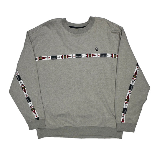 Nautica Graphic Sweatshirt - 2XL Grey Cotton