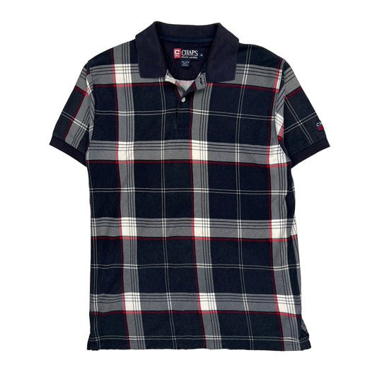Chaps Ralph Lauren Checked Polo Shirt - Medium Navy Cotton