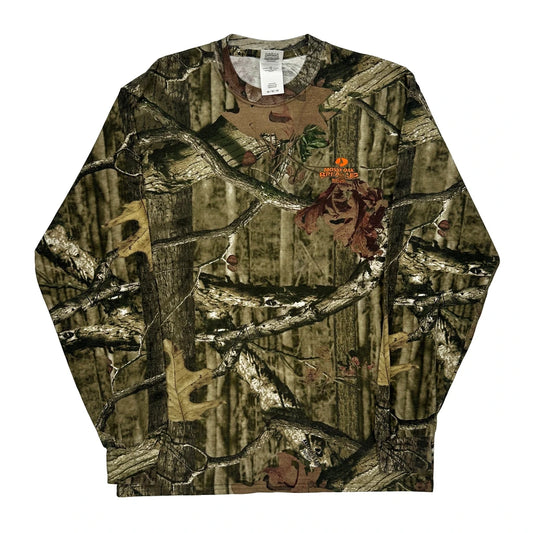 Mossy Oak Camo Long Sleeve T-Shirt - Medium Khaki Cotton