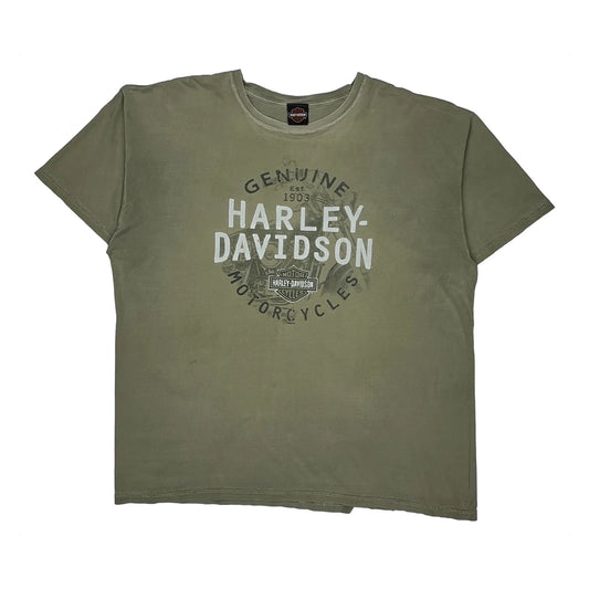 Braunschweig Germany Harley Davidson Graphic T-Shirt - 2XL Green Cotton