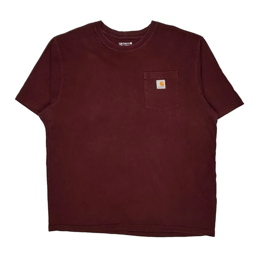 Vintage Carhartt T-Shirt - XL Burgundy Cotton