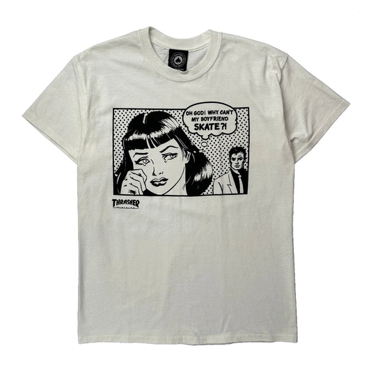 Skateboarding Thrasher Graphic T-Shirt - Medium White Cotton