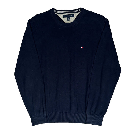 Tommy Hilfiger Striped Jumper - Large Navy Cotton