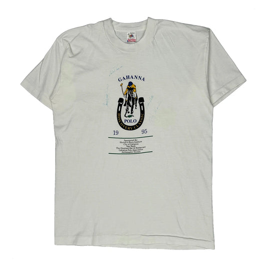 Vintage Gahanna Polo Discovery Classic 1995 Fruit Of The Loom Graphic T-Shirt - Large White Cotton