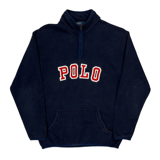 Polo By Ralph Lauren Spellout 1/4 Zip - Large Navy Cotton Blend