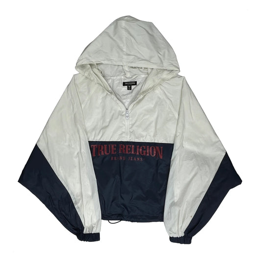 Vintage True Religion Spellout Anorak - Medium Navy Nylon