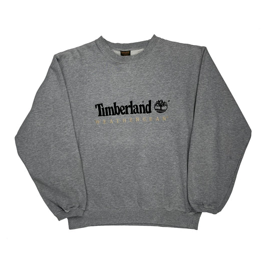 Timberland Spellout Sweatshirt - Small Grey Cotton Blend