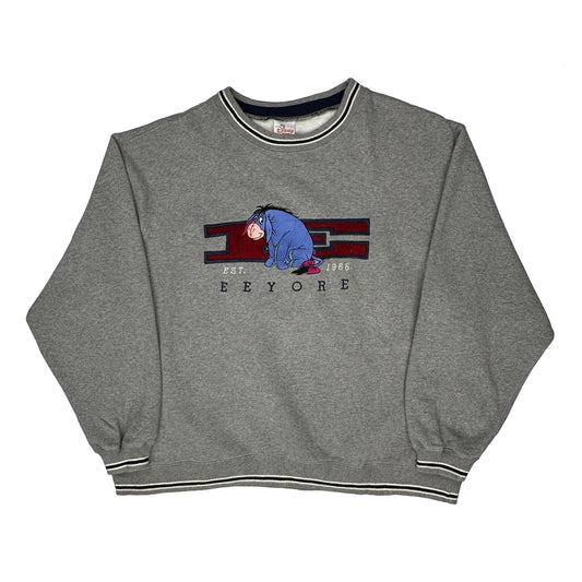 Vintage Eeyore Disney Cartoon Sweatshirt - 2XL Grey Cotton