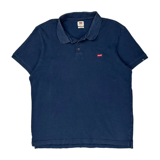 Vintage Levis Polo Shirt - Large Navy Cotton