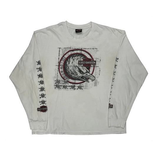 Appleton, Wisconsin Harley Davidson Graphic Long Sleeve T-Shirt - XL White Cotton
