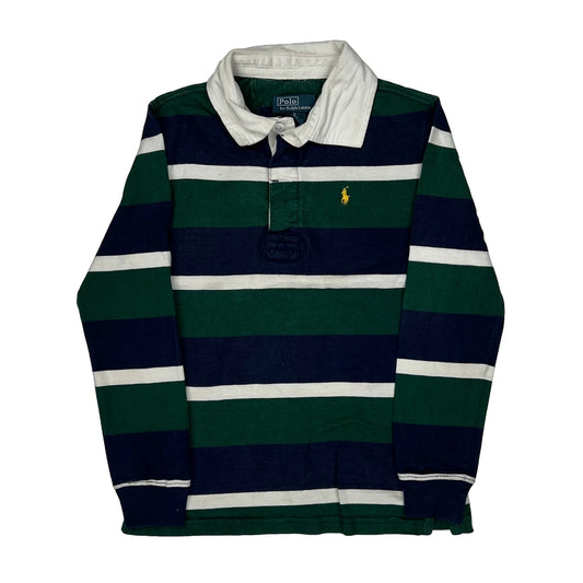 Age 5 Polo By Ralph Lauren Striped Rugby Shirt - XS Green Cotton