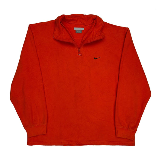 Nike 1/4 Zip - Large Red Cotton