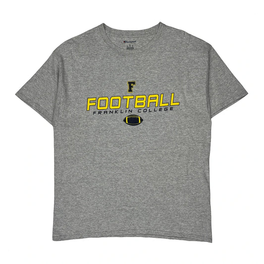 Franklin College Champion Football T-Shirt - Large Grey Cotton