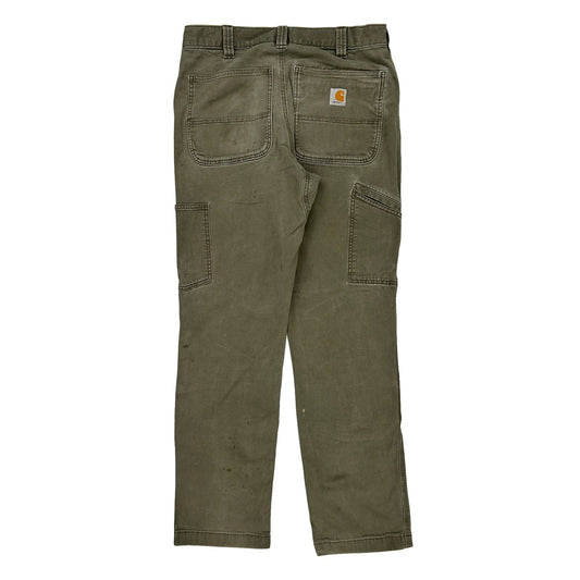 Carhartt Double Knee Carpenter Trousers - 32W 29L Khaki Cotton