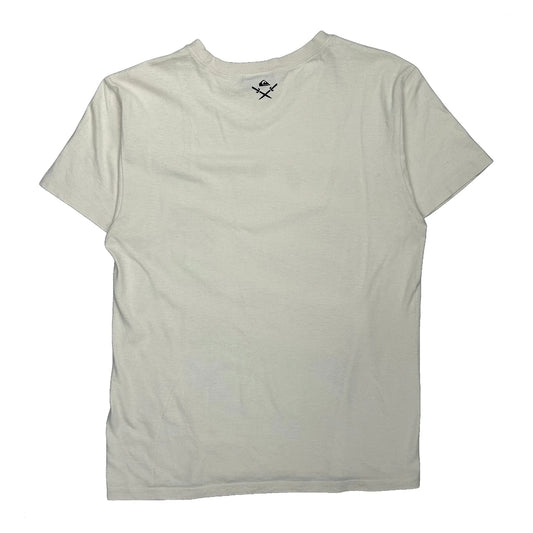 Quiksilver Striped T-Shirt - Small White Cotton
