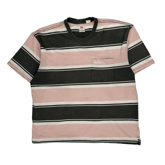 Levis Striped T-Shirt - Small Black Cotton