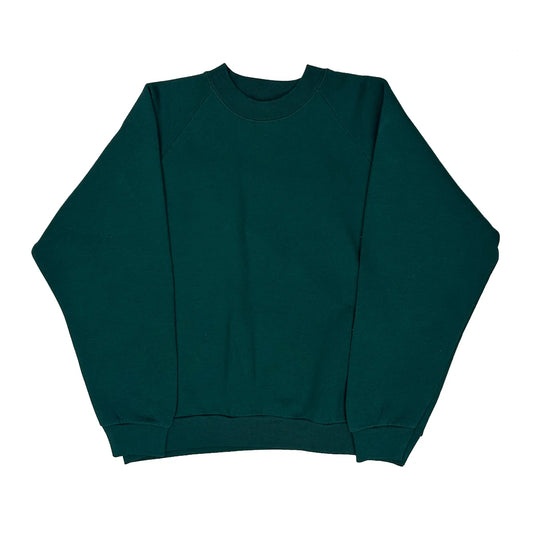 90S Blank Unbranded Sweatshirt - Large Green Cotton