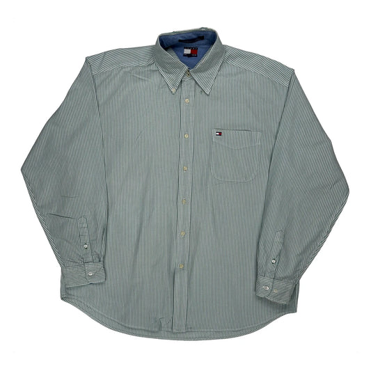 Tommy Hilfiger Striped Shirt - XL Green Cotton