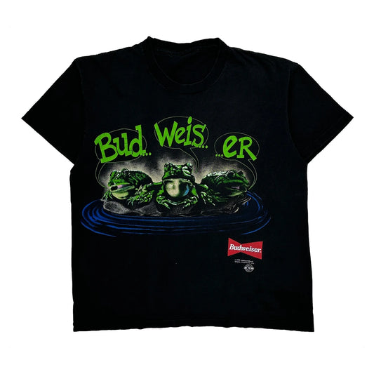 Budweiser Single Stitch T-Shirt - Large Blue Cotton