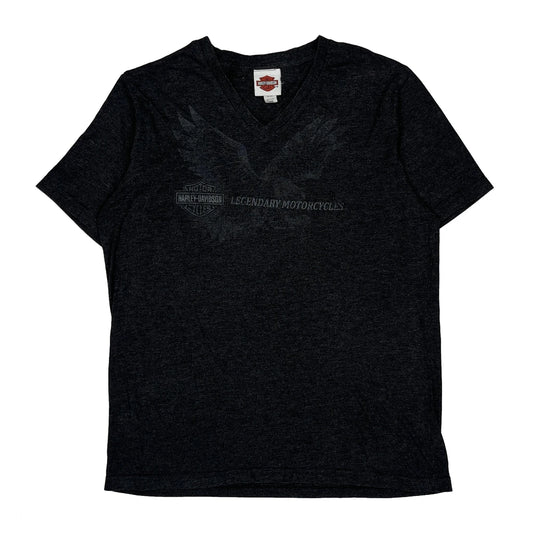 Legendary Motorcycles Harley Davidson Graphic T-Shirt - Large Grey Viscose