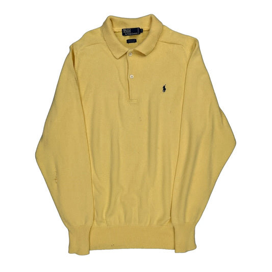 Polo By Ralph Lauren Long Sleeve Polo Shirt - Large Yellow Cotton