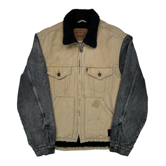 Levis Contrast Stitch Denim Jacket - Small Beige Cotton