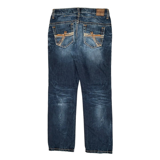 Y2K Contrast Stitch Jeans - 35W 34L Blue Denim