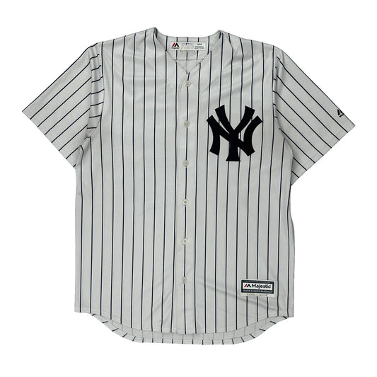 New York Yankees Majestic Mlb Jersey - Medium White Polyester