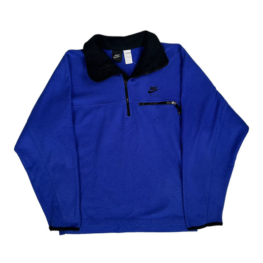 Nike Collared Fleece - Large Blue Polyester