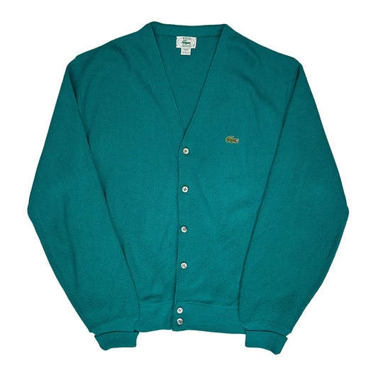 Izod Lacoste V-Neck Cardigan - Large Green Acrylic