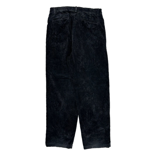 Polo By Ralph Lauren Pleated Cord Trousers - 31W 30L Black Corduroy