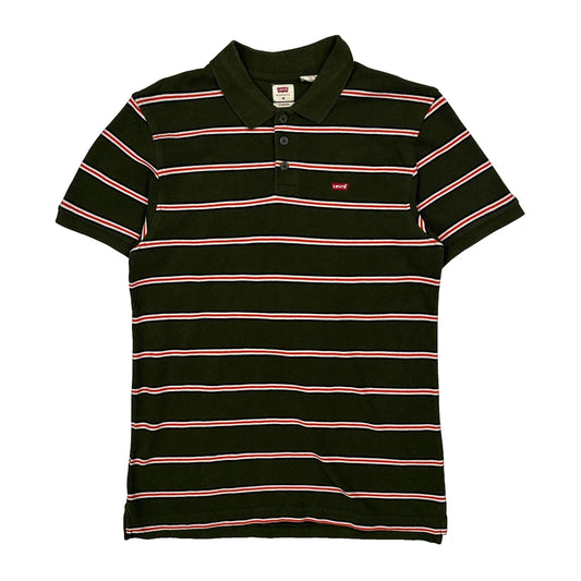 Levis Striped Polo Shirt - Medium Green Cotton