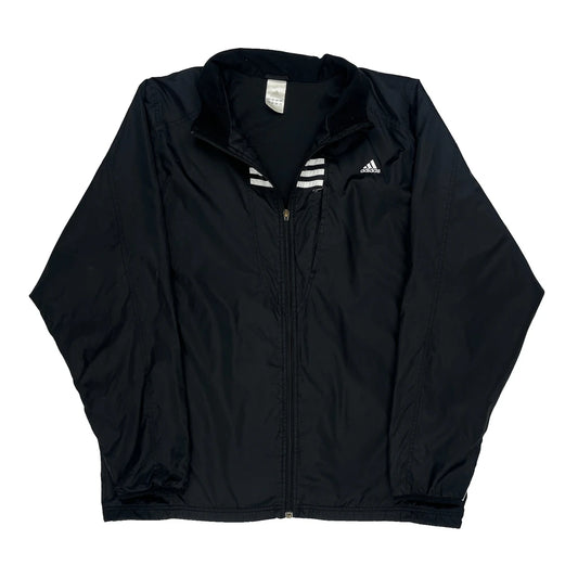 Adidas Striped Track Jacket - Large Black Polyester