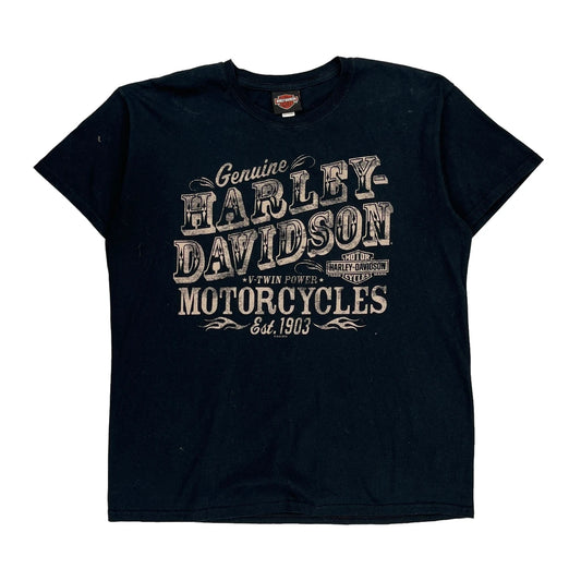 Paris-Bastille Harley Davidson Graphic T-Shirt - Large Black Cotton