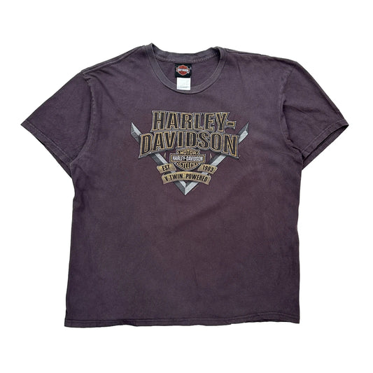 Vintage Jamestown Harley Davidson Graphic T-Shirt - XL Purple Cotton