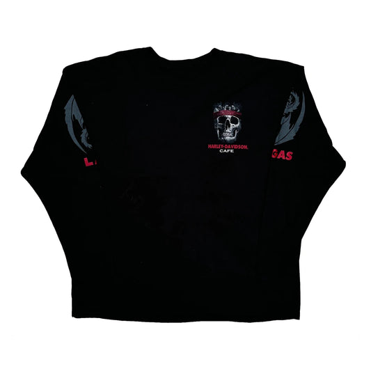 Las Vegas Harley Davidson Graphic Long Sleeve T-Shirt - XL Black Cotton
