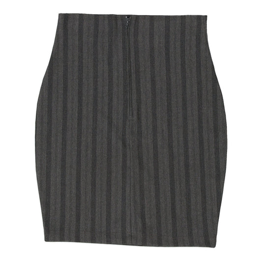 Vintage Unbranded Striped Mini Skirt - 25W UK 6 Grey Cotton