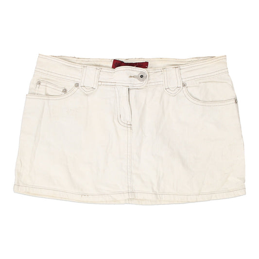 Vintage Blasting Mini Skirt - 32W UK 12 Cream Cotton